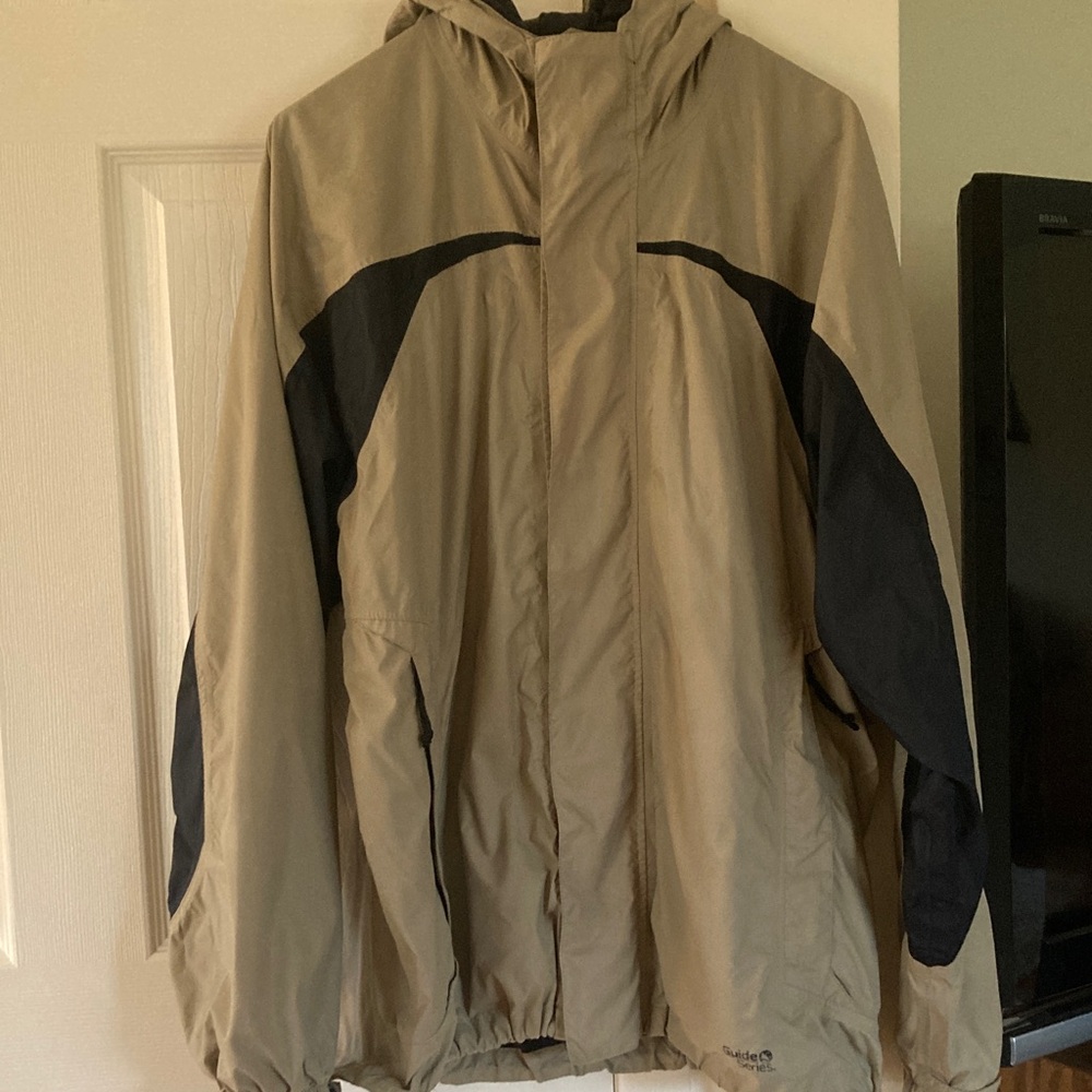Men’s Tan and Black Hooded Jacket